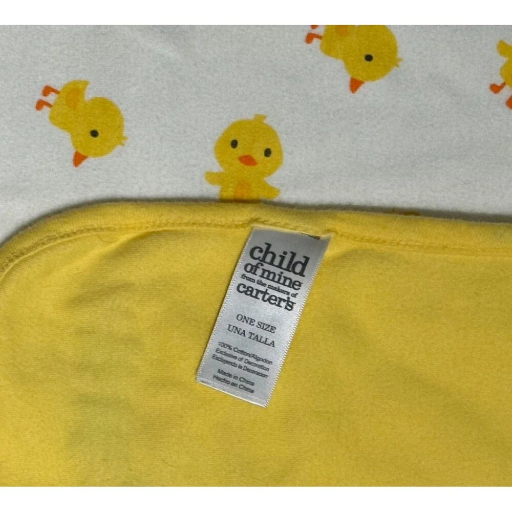 Carter's Child of Mine Duckling Baby Blanket Cotton I Love Mommy White Yellow